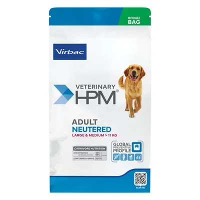 Hrana uscata pentru caini HPM Adult Virbac Neutered Large  Medium 12 kg