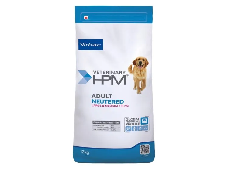 Hrana uscata pentru caini HPM Adult Virbac Neutered Large  Medium 12 kg
