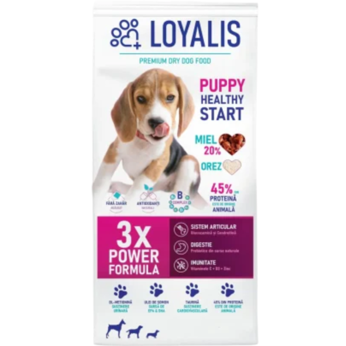 Hrana uscata pentru caini Loyalis Puppy Healthy Start cu miel 10 kg [2]