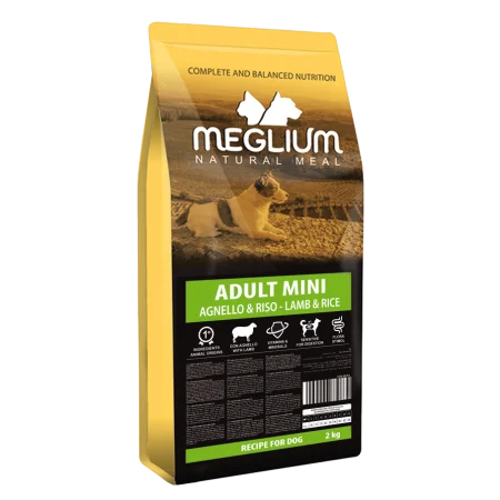 Hrana uscata pentru caini Meglium Mini Adult cu miel  orez 7 kg