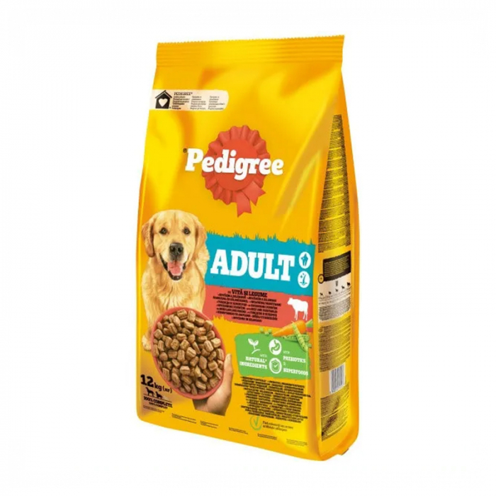 Hrana uscata pentru caini Pedigree Adult cu vita  legume 12 kg