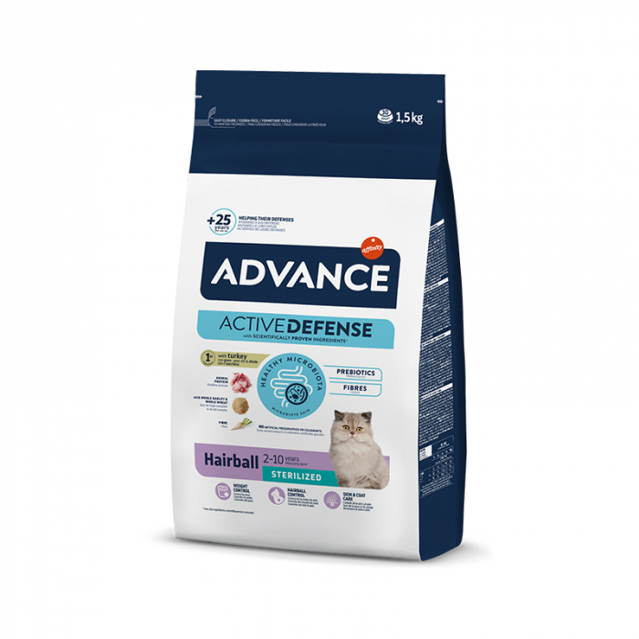 Hrana uscata pentru pisici Advance Sterilised Hairball cu curcan & orez 1,5 kg [2]
