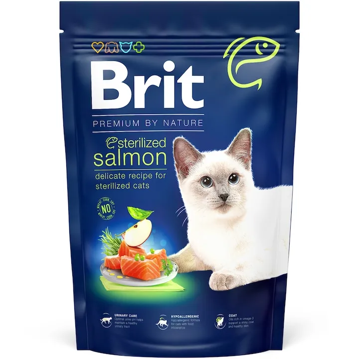 Hrana uscata pentru pisici Brit Premium by Nature Sterilized cu somon