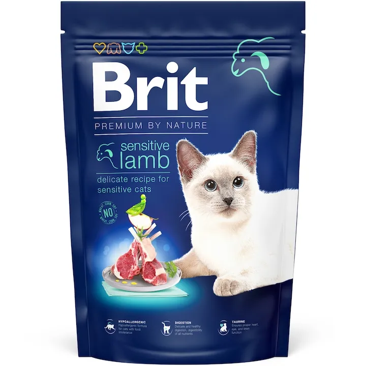 Hrana uscata pentru pisici Brit Premium Sensitive cu miel 1,5 kg