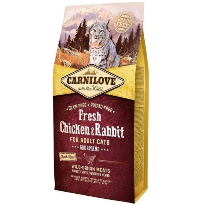 Hrana uscata pentru pisici Carnilove Fresh cu pui  iepure 2 kg