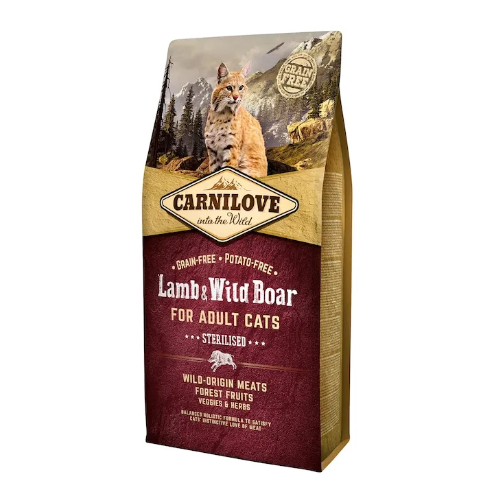 Hrana uscata pentru pisici Carnilove Fresh Sterilised cu miel  mistret 6 kg
