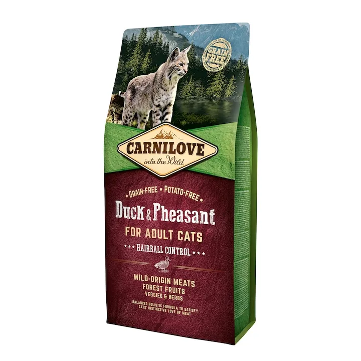 Hrana uscata pentru pisici Carnilove Hairball Control cu rata  fazan 6 kg