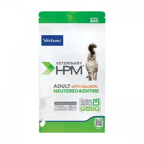 Hrana uscata pentru pisici HPM Adult Virbac Neutered  Entire cu somon 7 kg