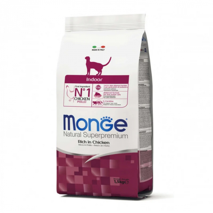 Hrana uscata pentru pisici Monge Natural Indoor cu pui 1,5 kg