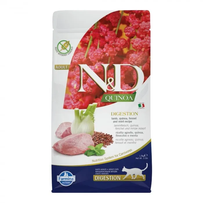 Hrana uscata pentru pisici ND Quinoa Digestion cu miel  fenicul 1,5 kg