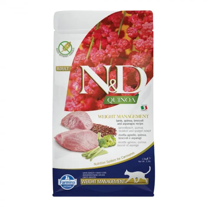 Hrana uscata pentru pisici ND Quinoa Weight Management cu miel 1,5 kg