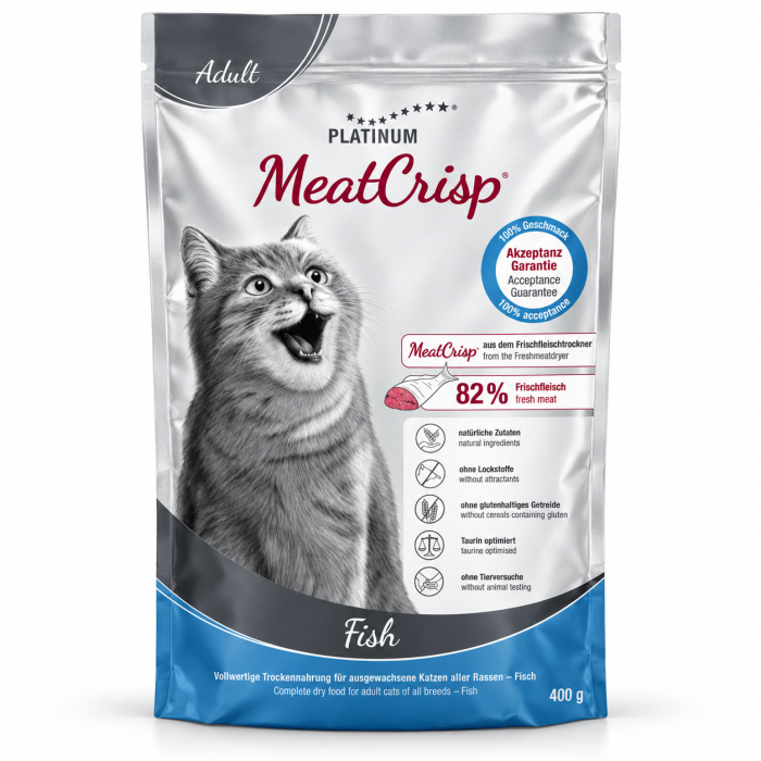 Hrana uscata pentru pisici Platium MeatCrisp Adult cu peste 400 gr
