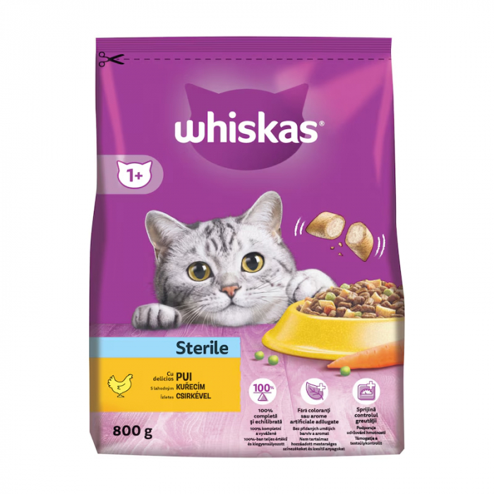 Hrana uscata pentru pisici Whiskas Steril cu pui 800 gr [2]