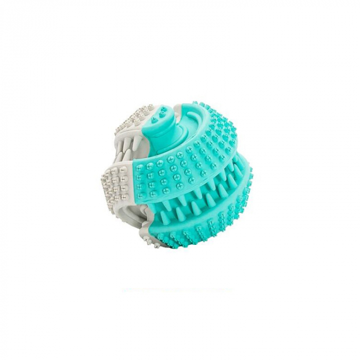 Jucarie pentru caini HipHop Dental Minge Bicolora cu aroma de menta 6 cm