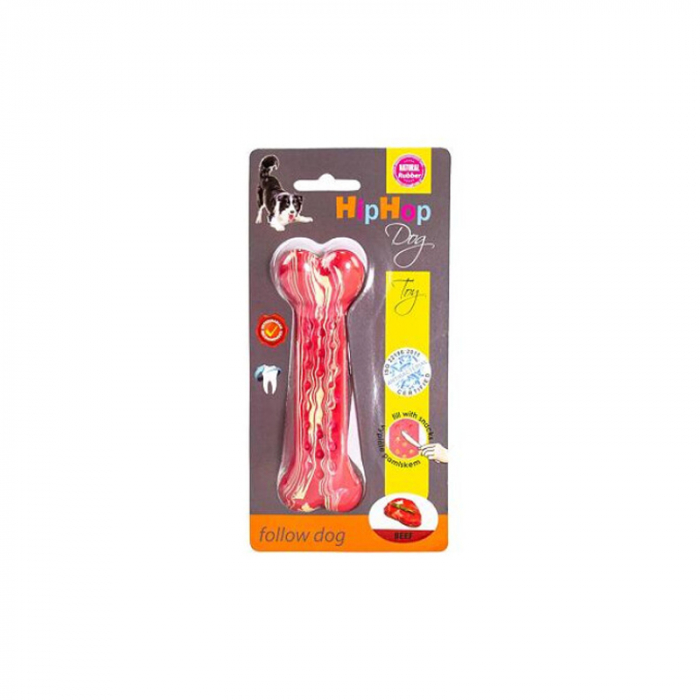 Jucarie pentru caini HipHop Dental Os Antibacterian cu aroma de bacon 13,5 cm [3]