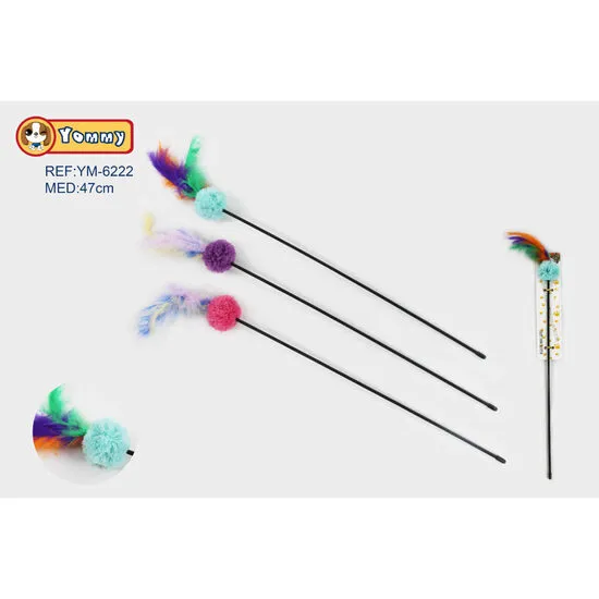 Jucarie pentru pisici Undita Minge  Coada 47 cm