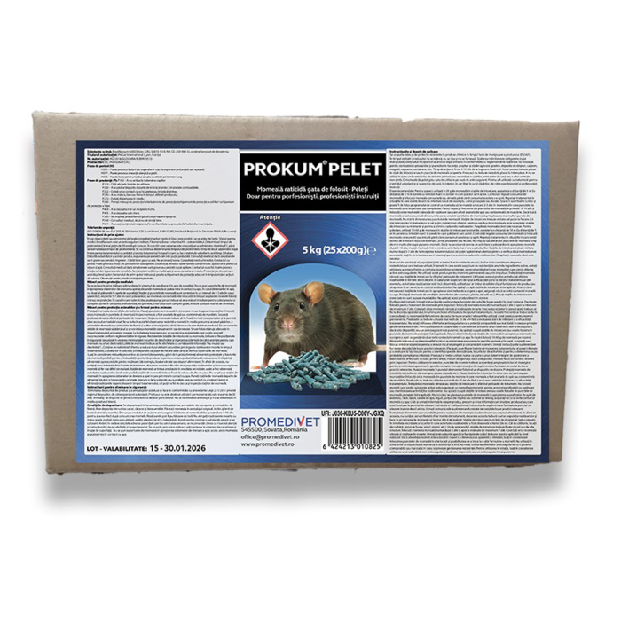 Momeala raticida Prokum pelet 5 kg ( 25 pungi x 200 gr )