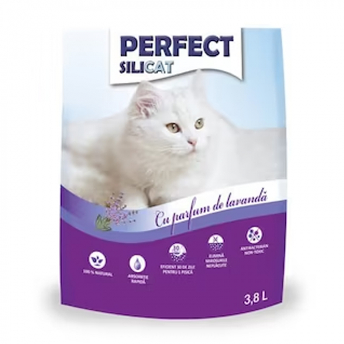 Asternut igienic pentru pisici Perfect SiliCat cu lavanda 7,6L
