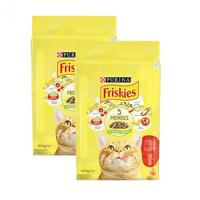 Oferta 2 saci x 10 kg Hrana uscata pentru pisici Friskies cu vita  legume