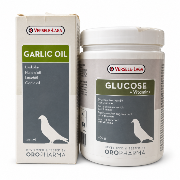 Pachet pentru porumbei Garlic Oil 250 ml + Glucose 400 gr