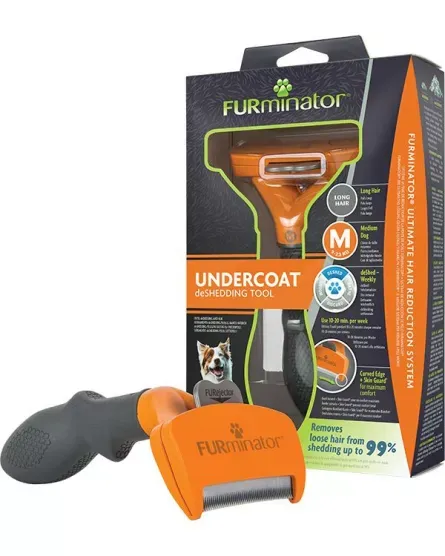 Perie Furminator pentru caini cu par lung M
