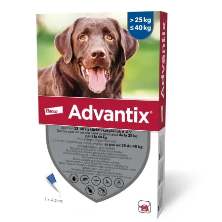 Pipeta antiparazitara Advantix pentru caini  25kg - ,   40 kg ( 1 pipeta )