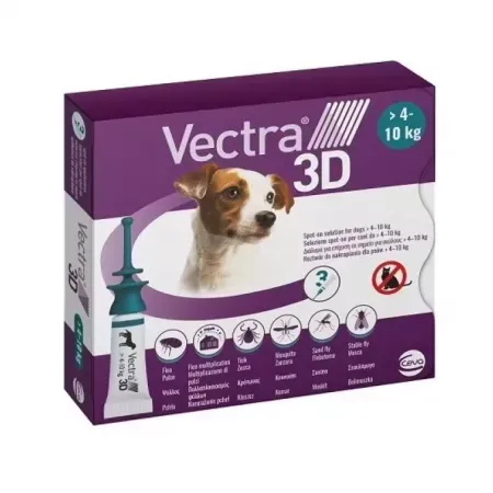 Pipeta antiparazitara pentru caini intre 4 - 10 kg Vectra 3D