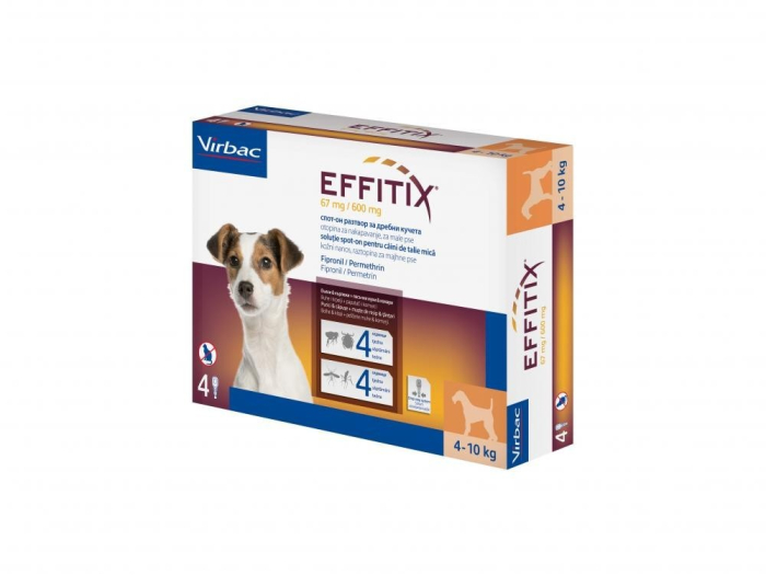 Pipete antiparazitare pentru caini Effitix S 4 - 10 kg x 4 pipete   cutie
