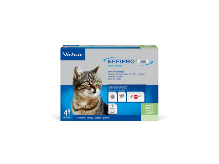 Pipete antiparazitare pentru pisici Effipro Duo 4 pipete cutie