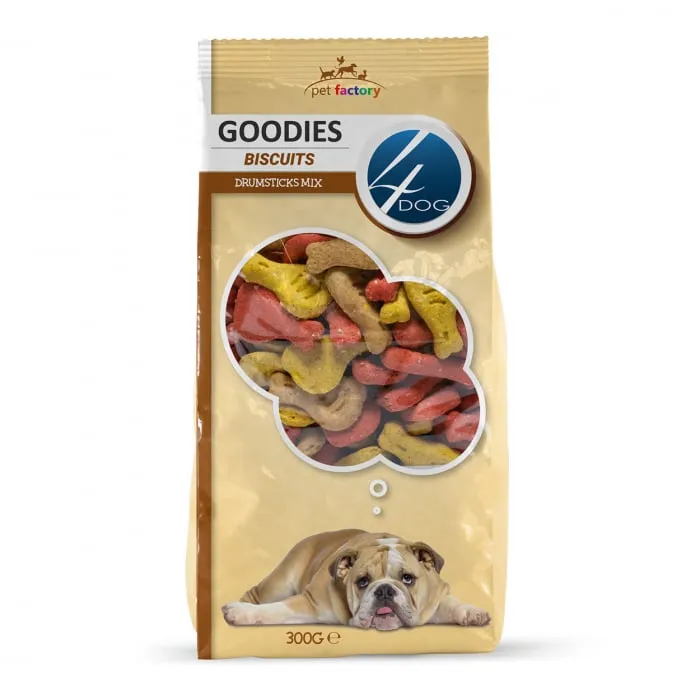 Recompense pentru caini 4Dog Goodies Biscuits Drumsticks Mix 300 gr
