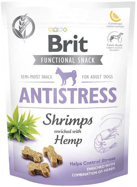 Recompense pentru caini Brit Snack Antistress cu creveti  canepa 150 gr