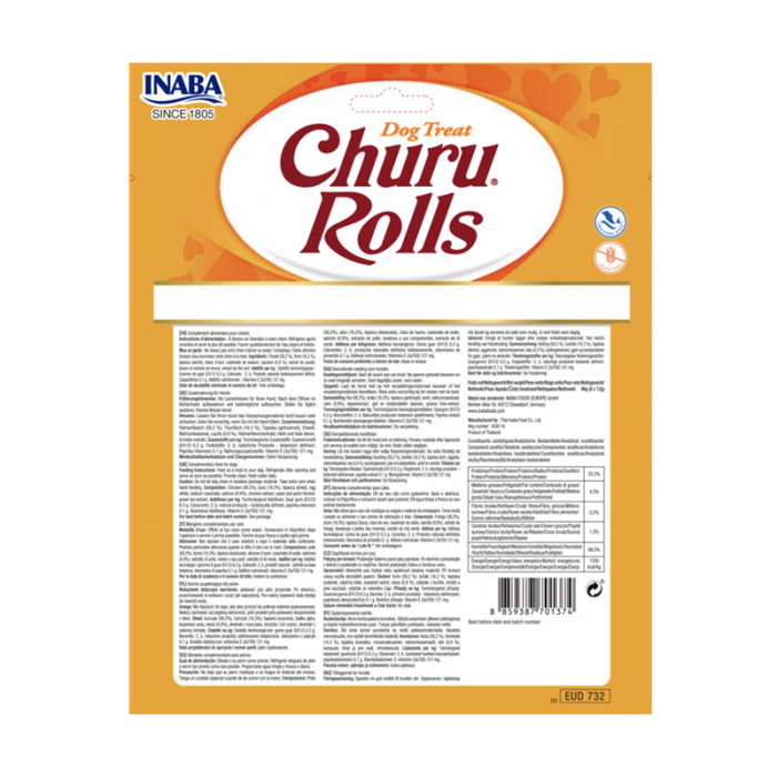 Recompense pentru caini Churu Rolls cu pui & somon 8 buc x 12 gr [2]