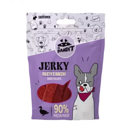 Recompense pentru caini Mr. Bandit Jerky Fillets cu rata 80 gr