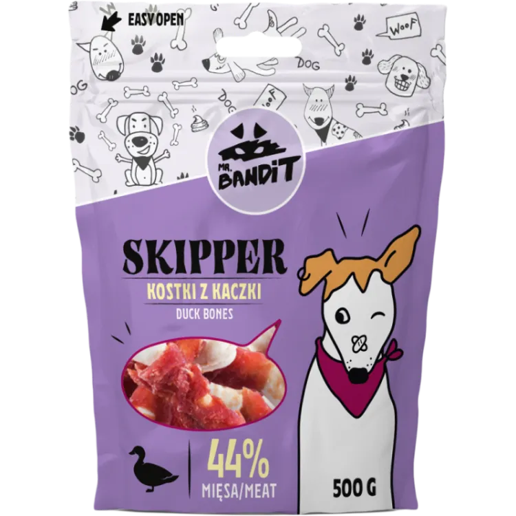 Recompense pentru caini Mr. Bandit Skipper Bones cu rata 500 gr