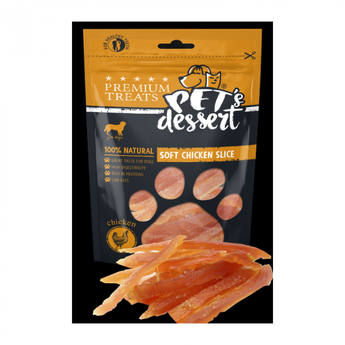 Recompense pentru caini Pet s Desert Soft Chicken Slice 80 gr
