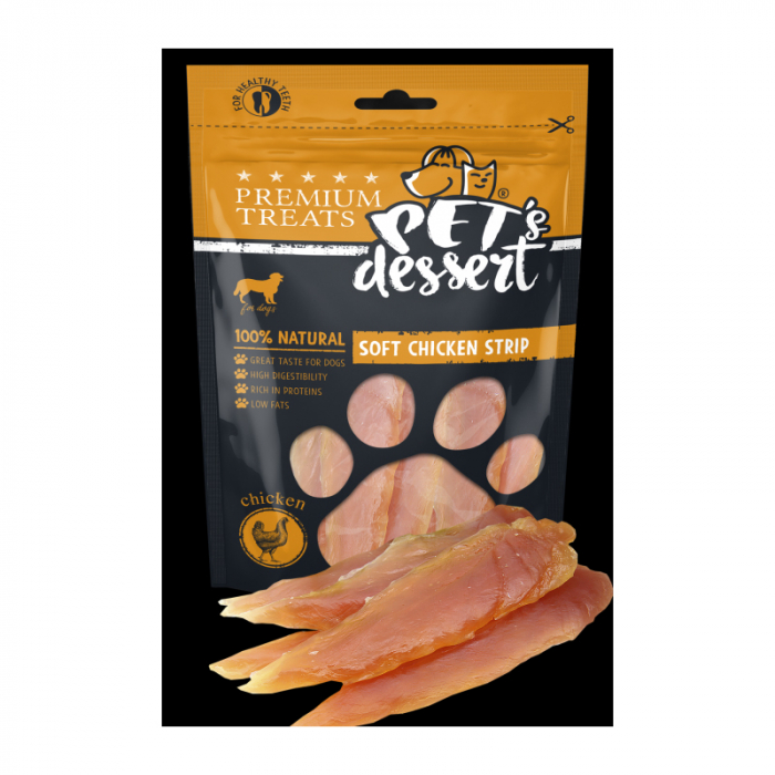 Recompense pentru caini Pet s Desert Soft Chicken Strips 80 gr