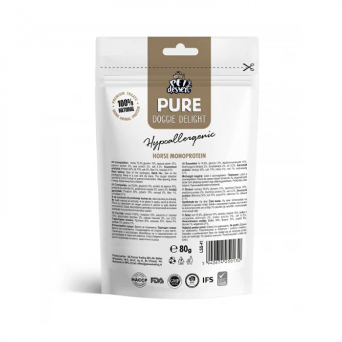 Recompense pentru caini Pet's Dessert Hypoallergenic cu carne de cal 80 gr [2]