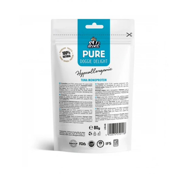 Recompense pentru caini Pet's Dessert Hypoallergenic cu ton 80 gr [2]