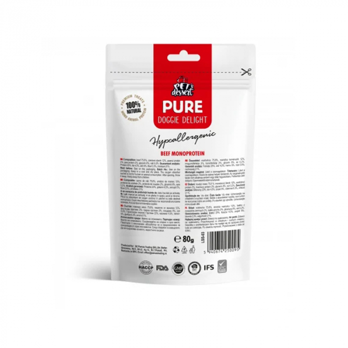 Recompense pentru caini Pet's Dessert Hypoallergenic cu vita 80 gr [2]