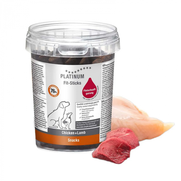 Recompense pentru caini Platinum Fit-Sticks cu pui  miel 300 gr