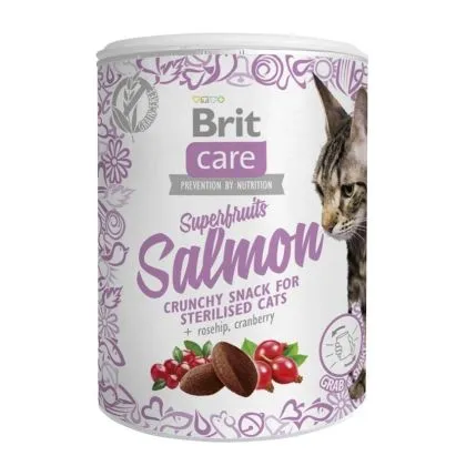 Recompense pentru pisici Brit Care Snack Superfruits Sterilised cu somon 100 gr