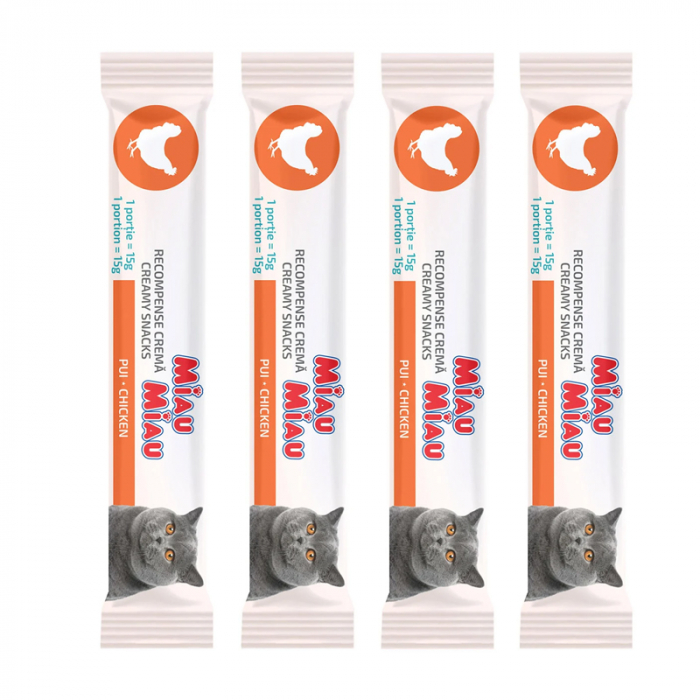 Recompense pentru pisici Miau Miau Creamy Snacks cu pui 4 buc x 15 gr