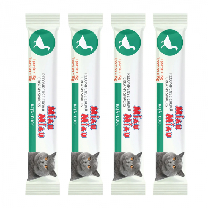 Recompense pentru pisici Miau Miau Creamy Snacks cu rata 4 buc x 15 gr