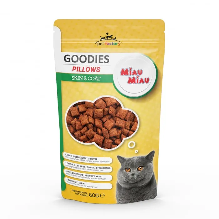 Recompense pentru pisici Miau Miau Pillows Skin  Coat 60 gr