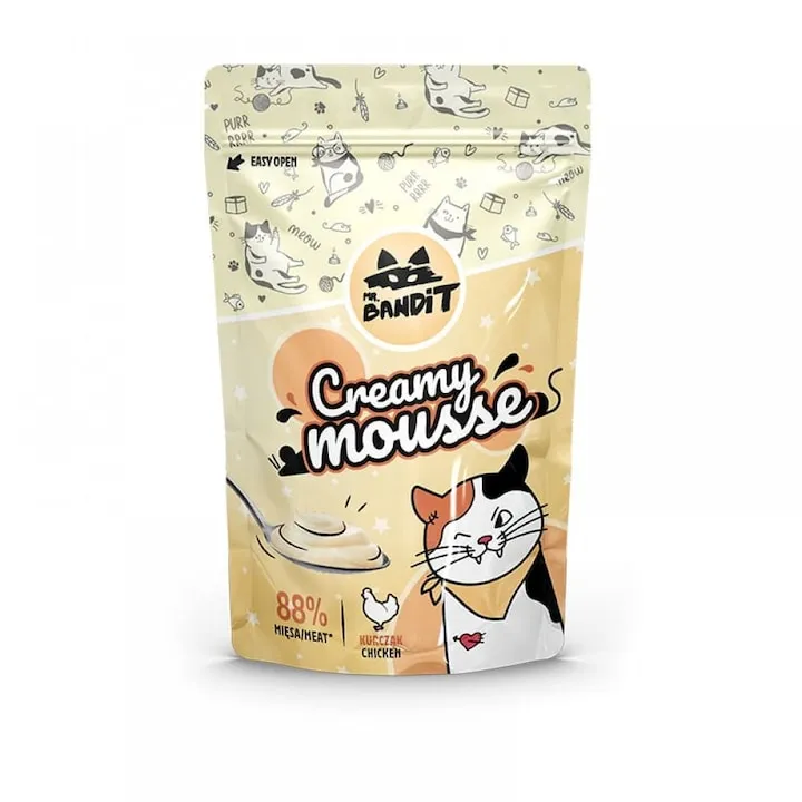 Recompense pentru pisici Mr. Bandit Creamy Mousse cu pui 6 x 10 gr