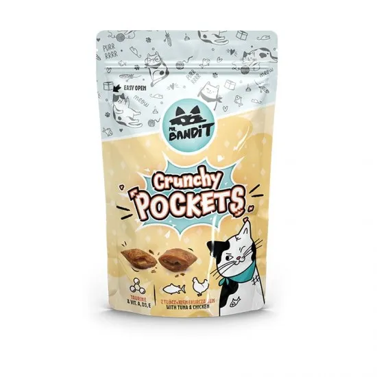 Recompense pentru pisici Mr. Bandit Crunch Pockets cu ton  pui 40 gr