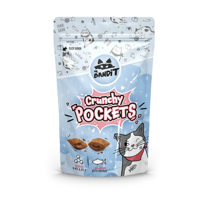 Recompense pentru pisici Mr. Bandit Crunchy Pockets cu somon 40 gr