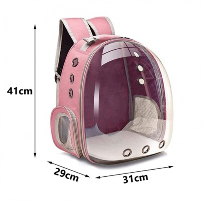 Rucsac transport animale de companie transparent roz [2]