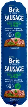 Salam pentru caini Brit cu curcan  mazare 800 gr