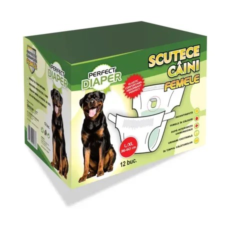 Scutece pentru caini femele Perfect Diaper L-XL 12 buc set